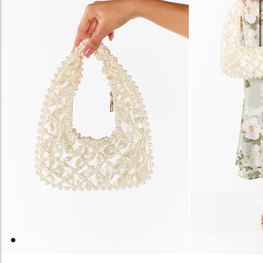 Show Me Your MuMu Pearl Embellished Cream Shoulder Bag